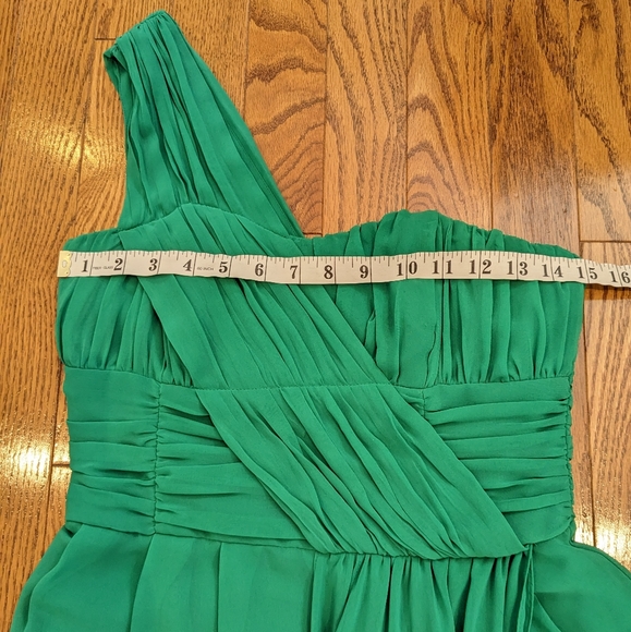 H&M One shoulder Cocktail Party Pleated Draped Green Dress size 8 - Picture 3 of 7